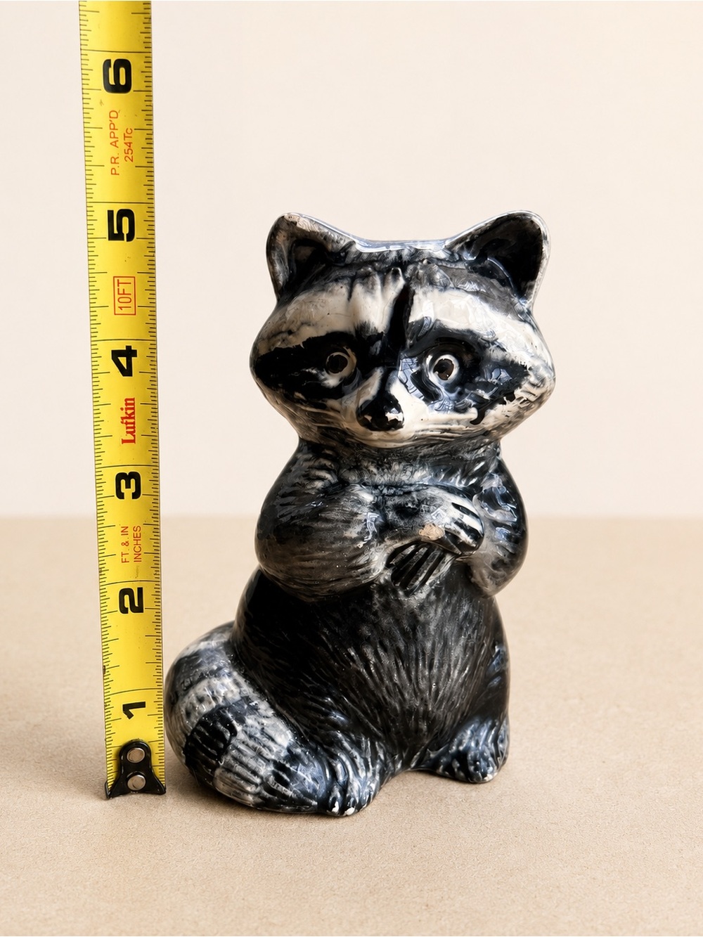 Vintage Ceramic Raccoon Figurine Woodland Animal Cottagecore Cabin Decor